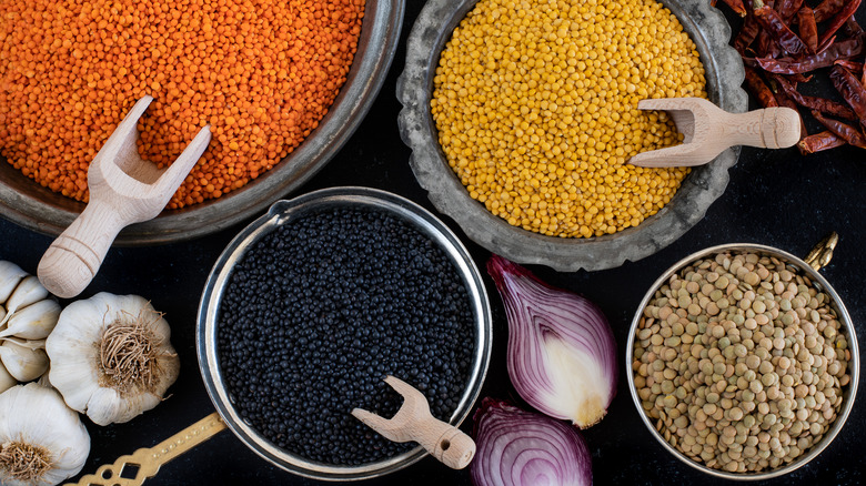 An assortment of lentils