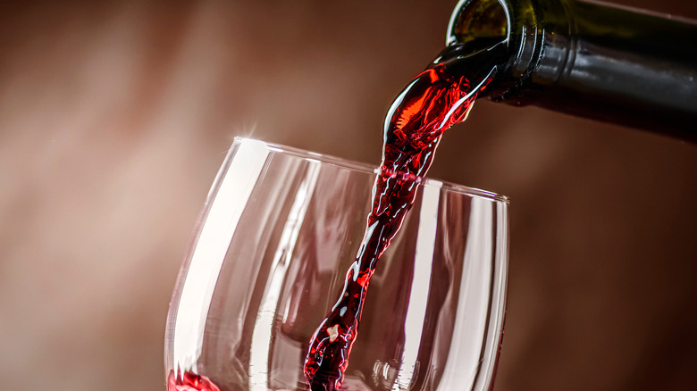 red wine poured into glass