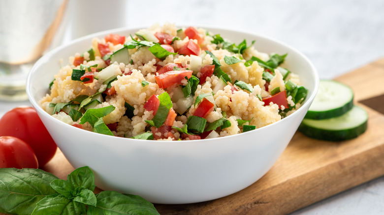 couscous served in white bowl