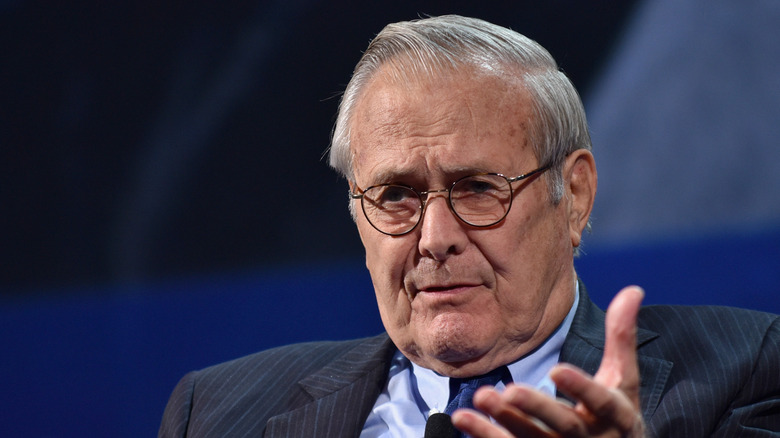 Donald Rumsfeld speaks at an event