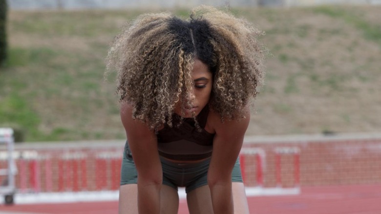 Gabbi Cunningham taking a break on the track