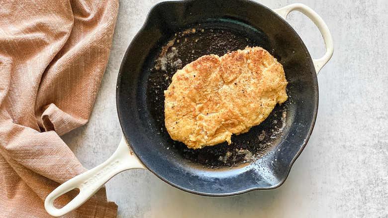 crispy chicken in skillet