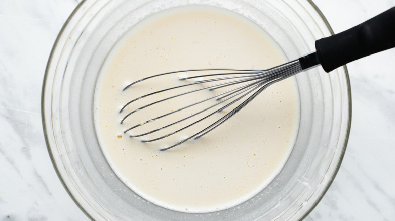 crepe batter in a bowl 