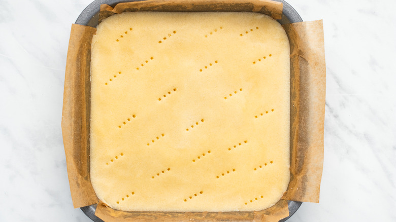 shortbread dough in pan