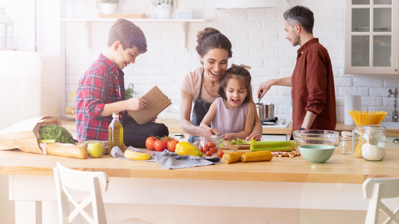 family cooking together