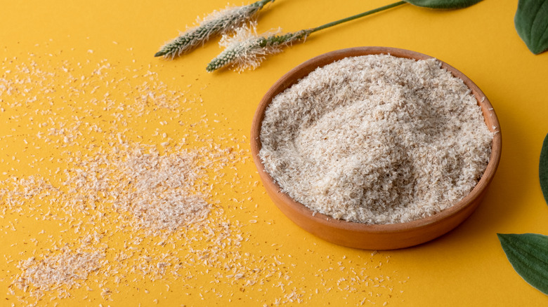 psyllium husk on yellow surface