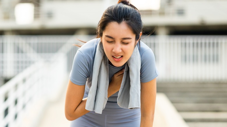 Woman tired while jogging