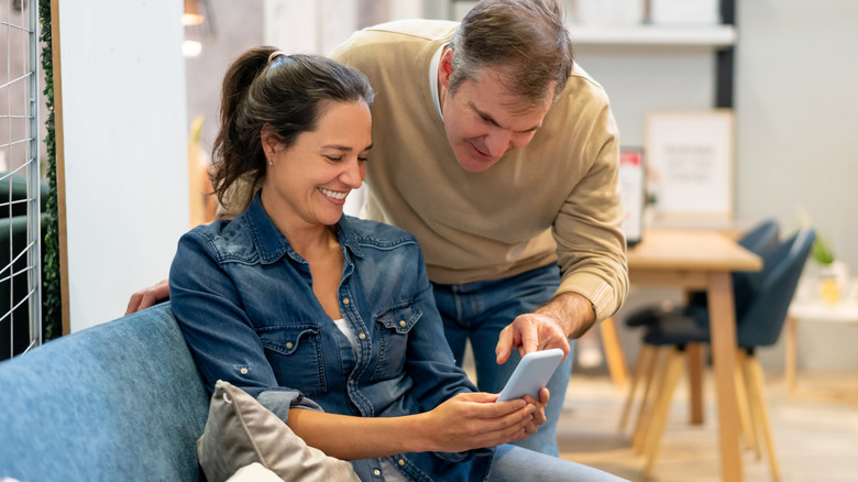 Couple using a smartphone