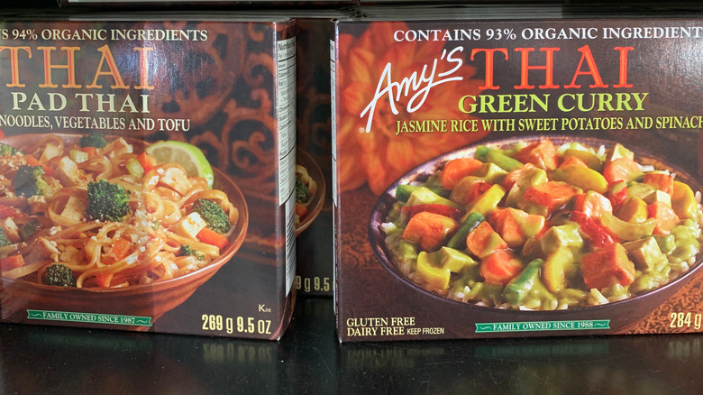 Amy's frozen foods on shelf