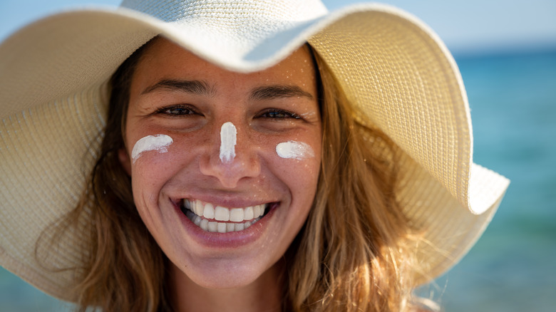 woman with sun protection