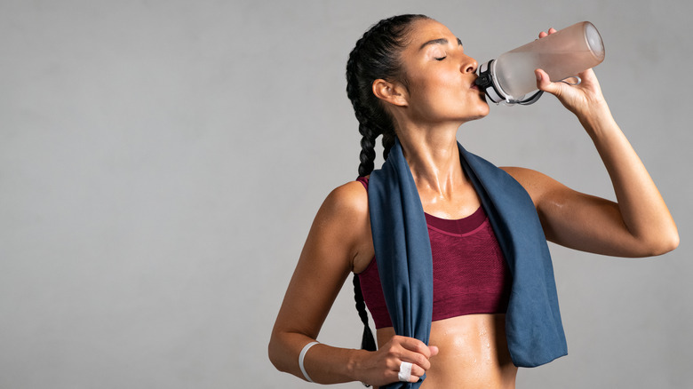 woman drinking water