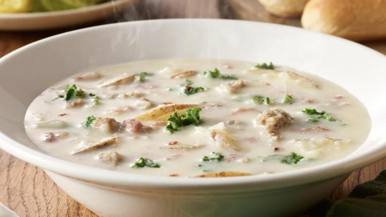 Zuppa Toscana in white bowl