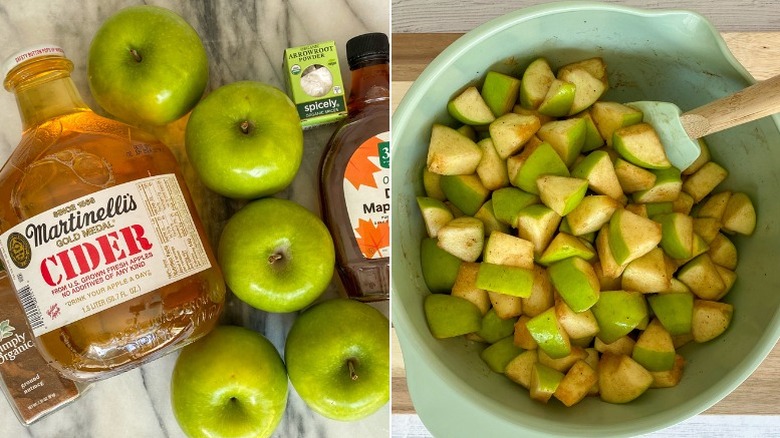 spice-coated chopped apples