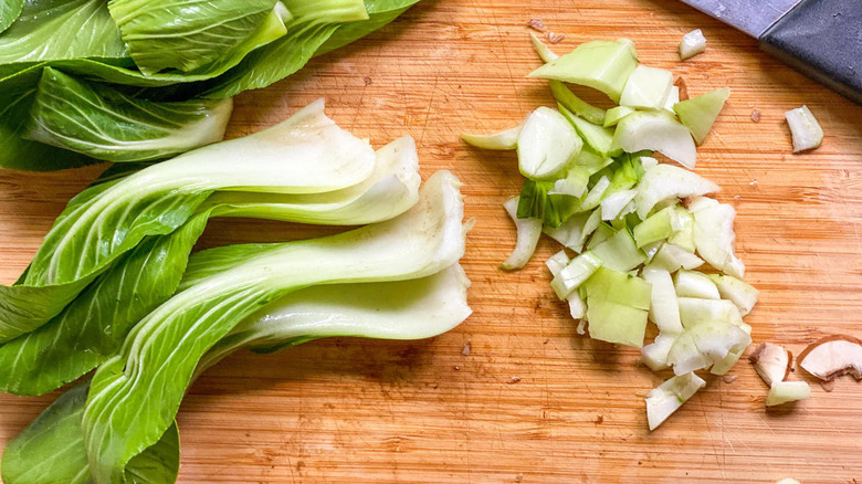 prepping bok choy