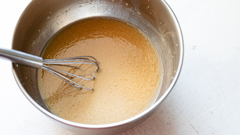 whisked ingredients in bowl