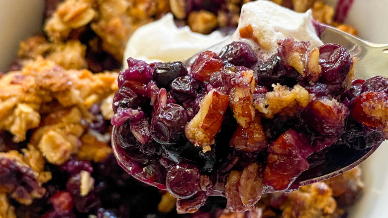 Bowl of blueberry crumble