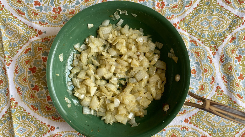 cooking onions in skillet