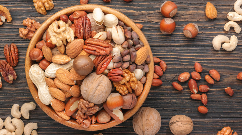 a bowl of assorted nuts