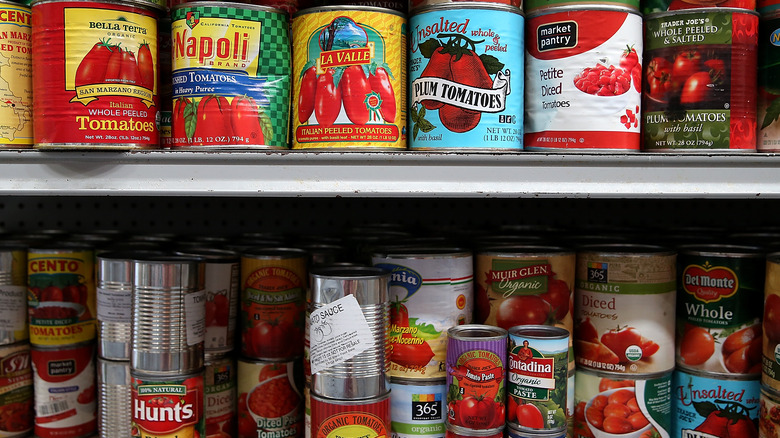 canned tomatoes on shelf