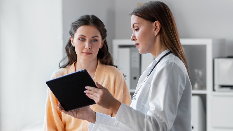 Woman having a conversation with her doctor