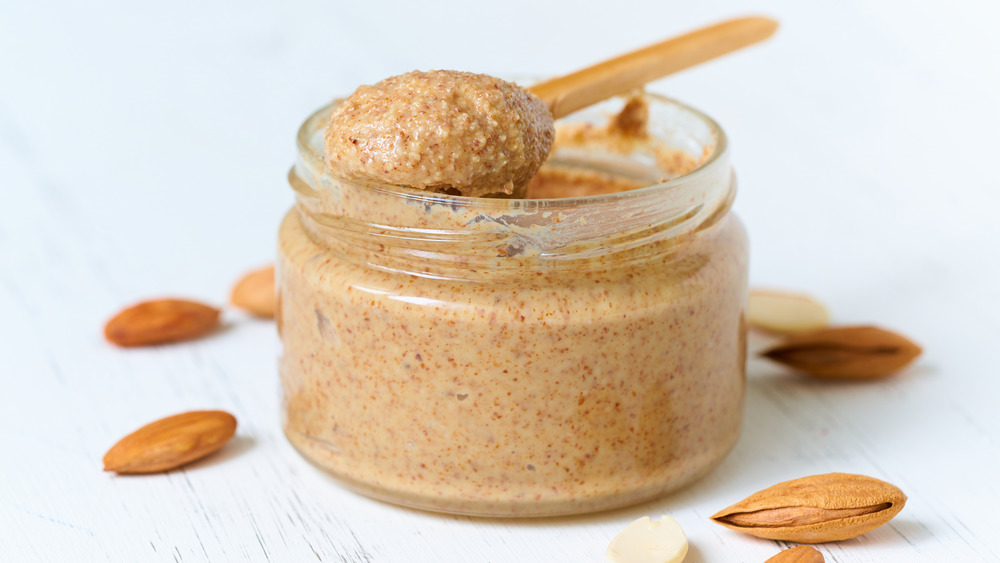 Almond butter in jar