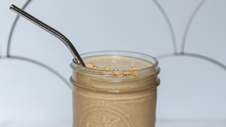 oat smoothie in glass jar