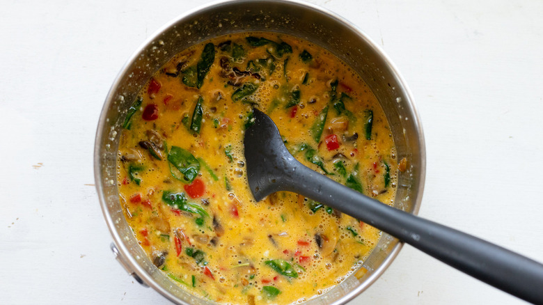 vegetable quiche filling in pan