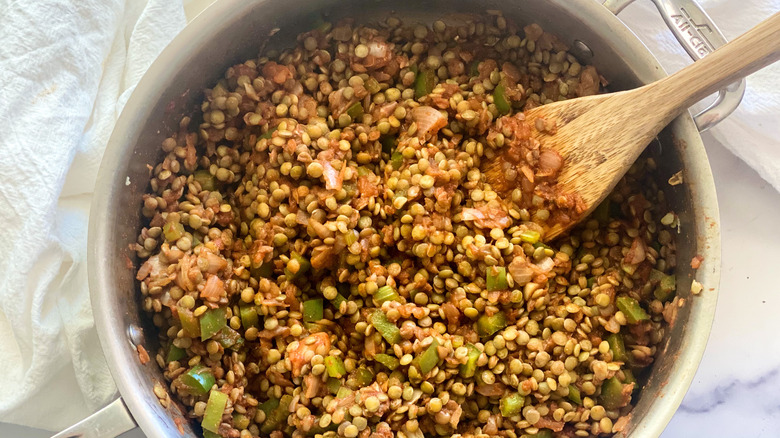 lentils, vegetables, and seasoning