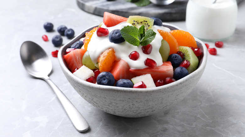 bowl of fruit and yogurt