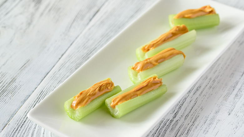 peanut butter on celery sticks
