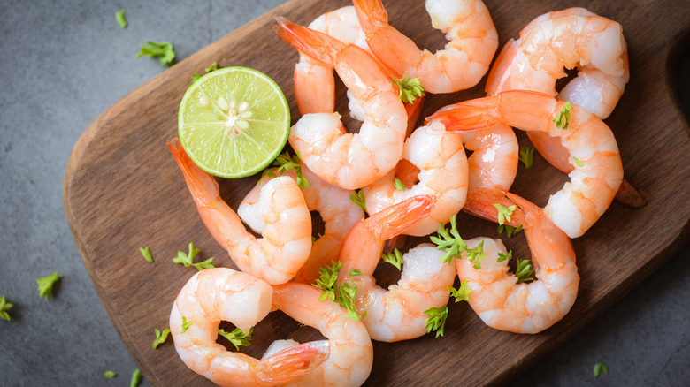 shrimp on a cutting board