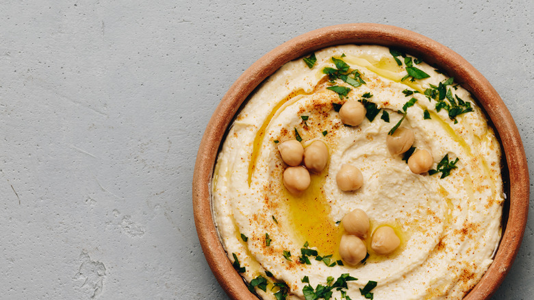 a bowl of hummus