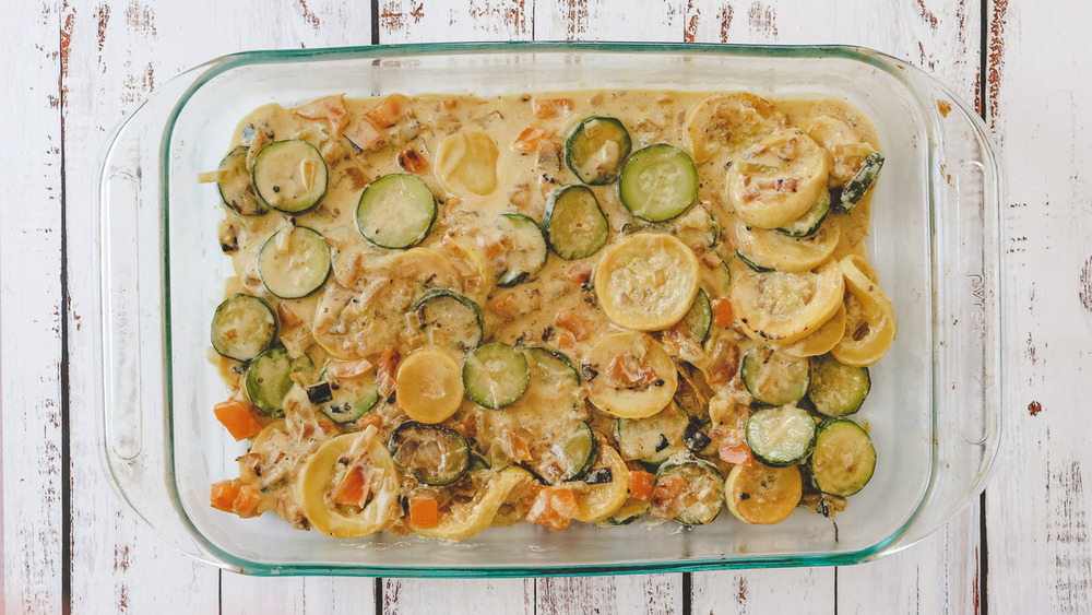 squash casserole in dish