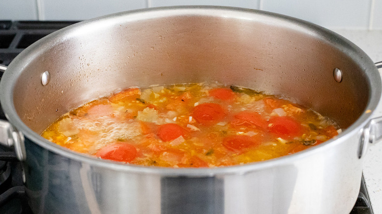 soup in pot on stove