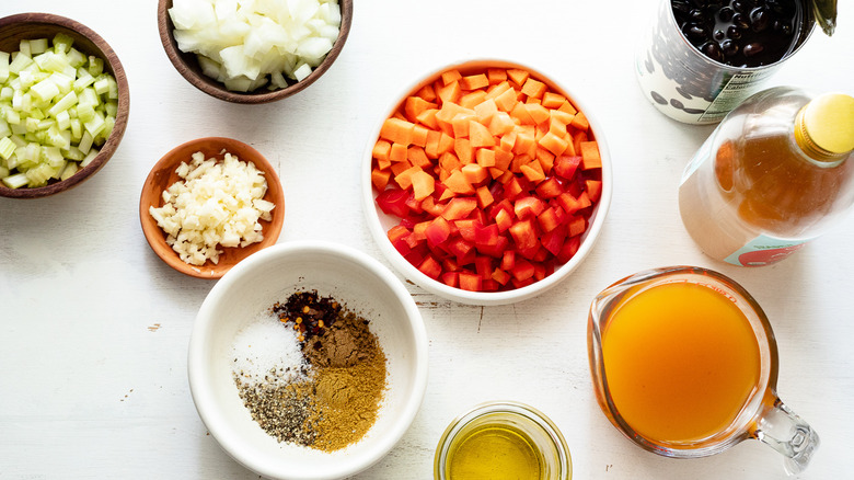 ingredients for black bean soup