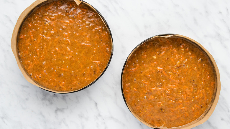 carrot cake in pans 