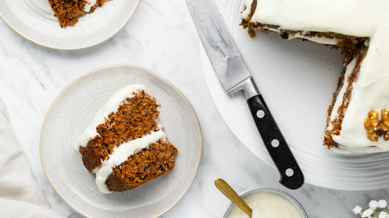 carrot cake on plate 