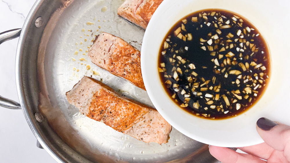 heart-healthy fish being glazed