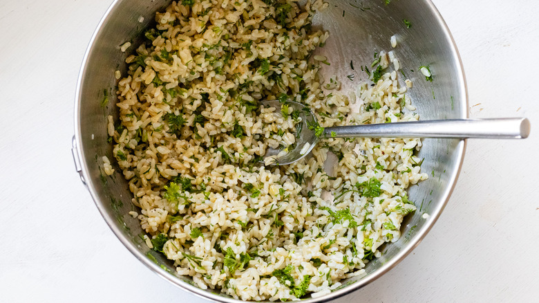 herbed rice in bowl