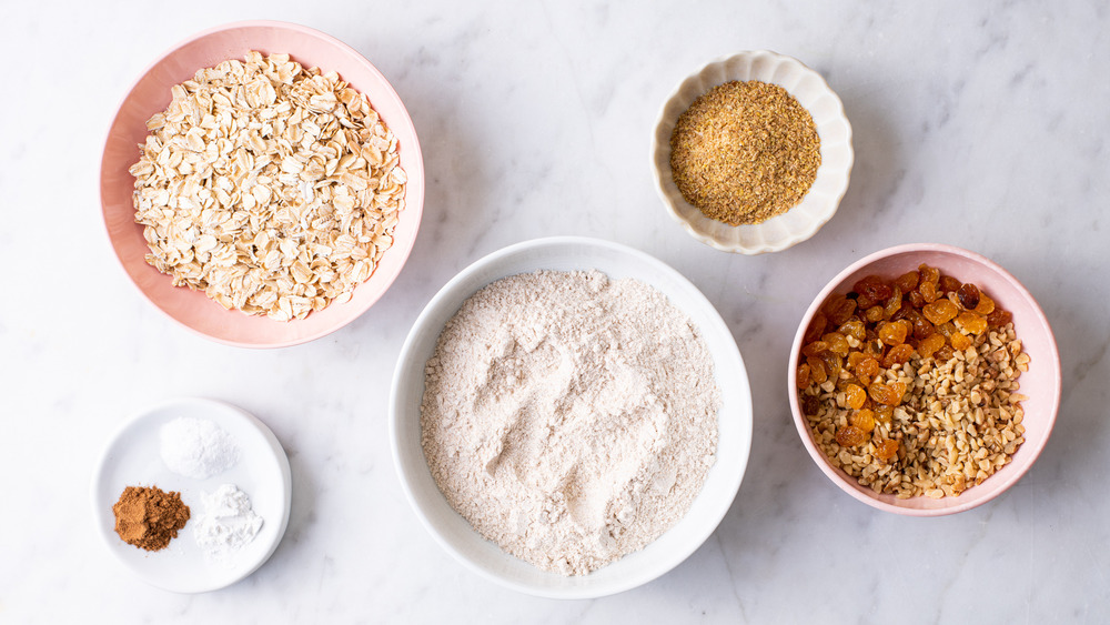 heart-healthy oatmeal cookies ingredients on counter