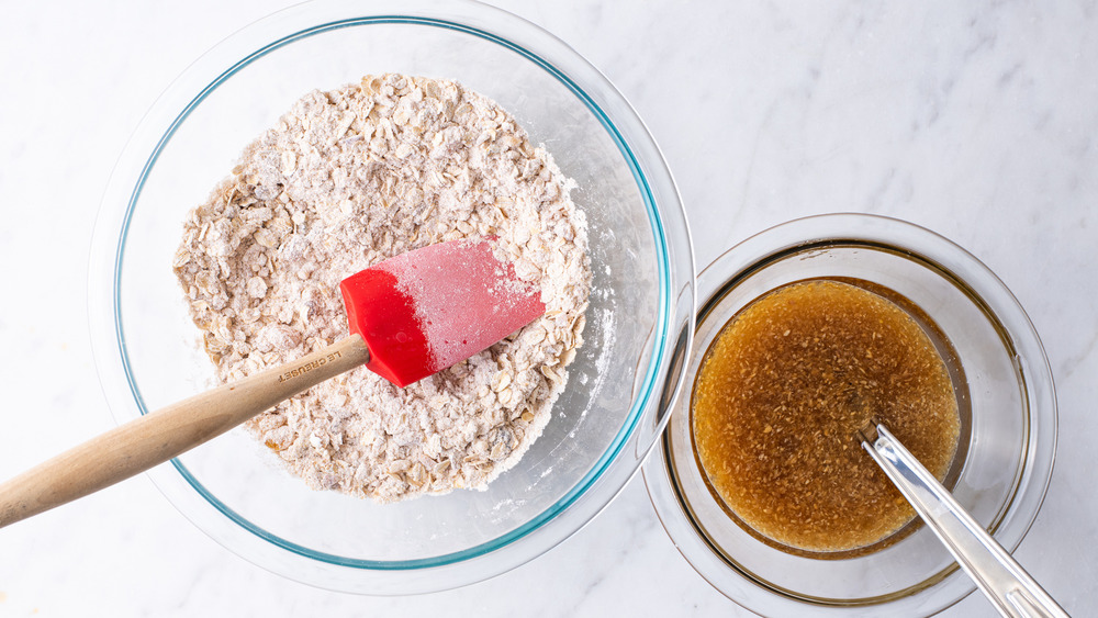 mixing ingredients for heart-healthy oatmeal cookies