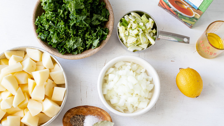 potato soup ingredients on counter 