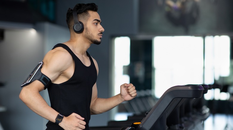 Man running on treadmill