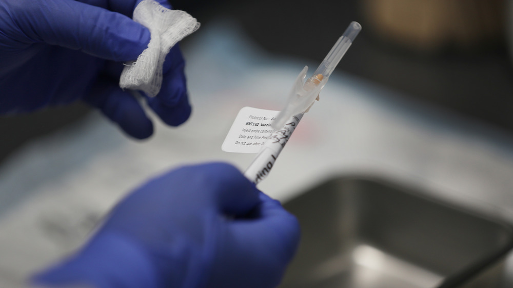 Closeup of a COVID-19 vaccine in Florida