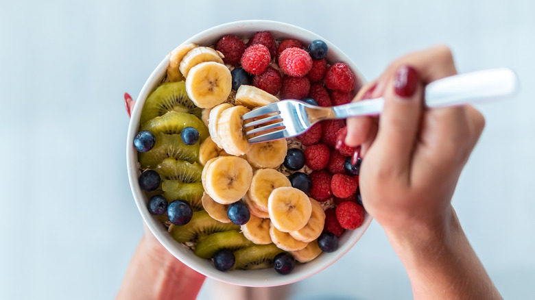 high angle of a fruit bowl