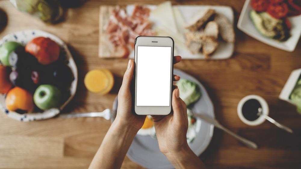 a person using their phone to track their nutrients