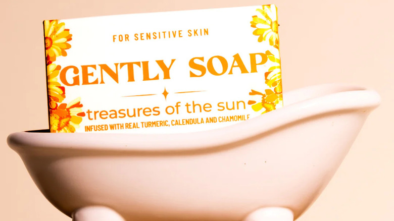 Bar of Gently Soap in bathtub