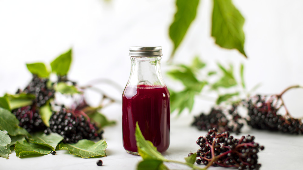 Elderberry syrup and fresh elderberries