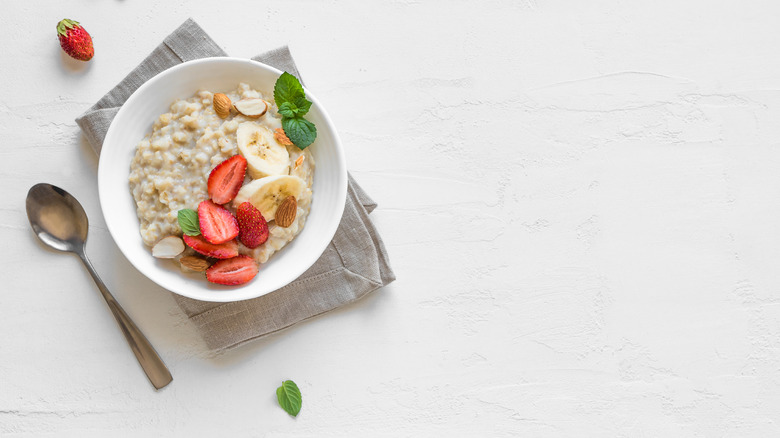 bowl of oatmeal with fruit