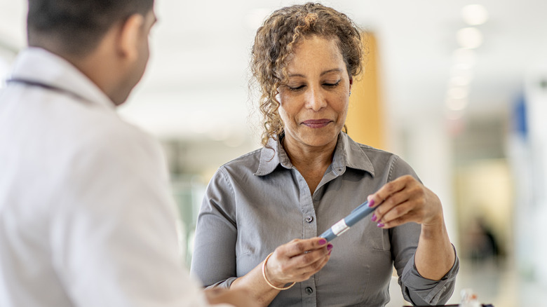 Patient with diabetes at doctor consultation